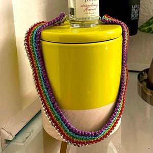 Choker necklace rainbow and silver metal